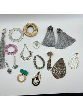 Mixed Lot Of Bohemian & Modern Assorted Earrings Pendants & Jewelry Pieces For C